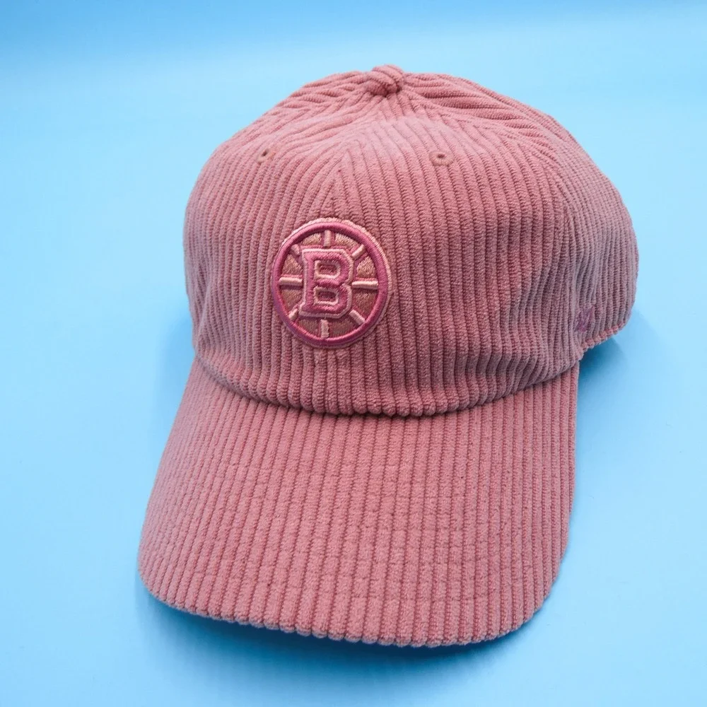 '47 Brand Hat Women One Size Boston Bruins Pink Corduroy‎ Mellow Clean Up Cap